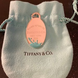 Tiffany Blue Splash Oval Charm